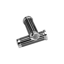  Mini-Rib Grips Chrome 1" Throttle Cables 